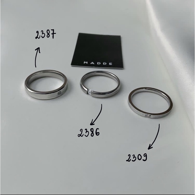 Nhẫn Thép titan bảng trơn đính hột / 2387 -2366-2309