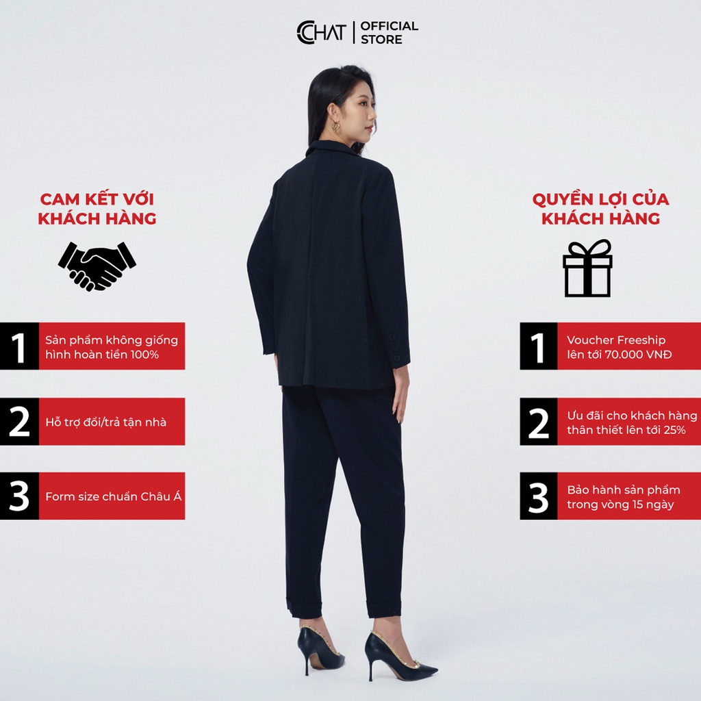 Áo Blazer Nữ 𝐂𝐂𝐇𝐀𝐓 Dáng Suông Phối Nơ Dáng Suông Phong Cách Trẻ Trung Thanh Lịch 21EHS8015ST