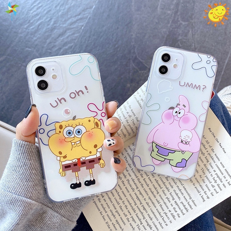 【Ready Stock】Casing iPhone 13 Mini 12 11 Pro Max X XR Xs Max 8 7 6s 6 Plus SE2020 SE 5s 5 4s 4 Phone Case Spongbob & Patrick Star Cute Cartoon Transparent Silicone Soft Cover