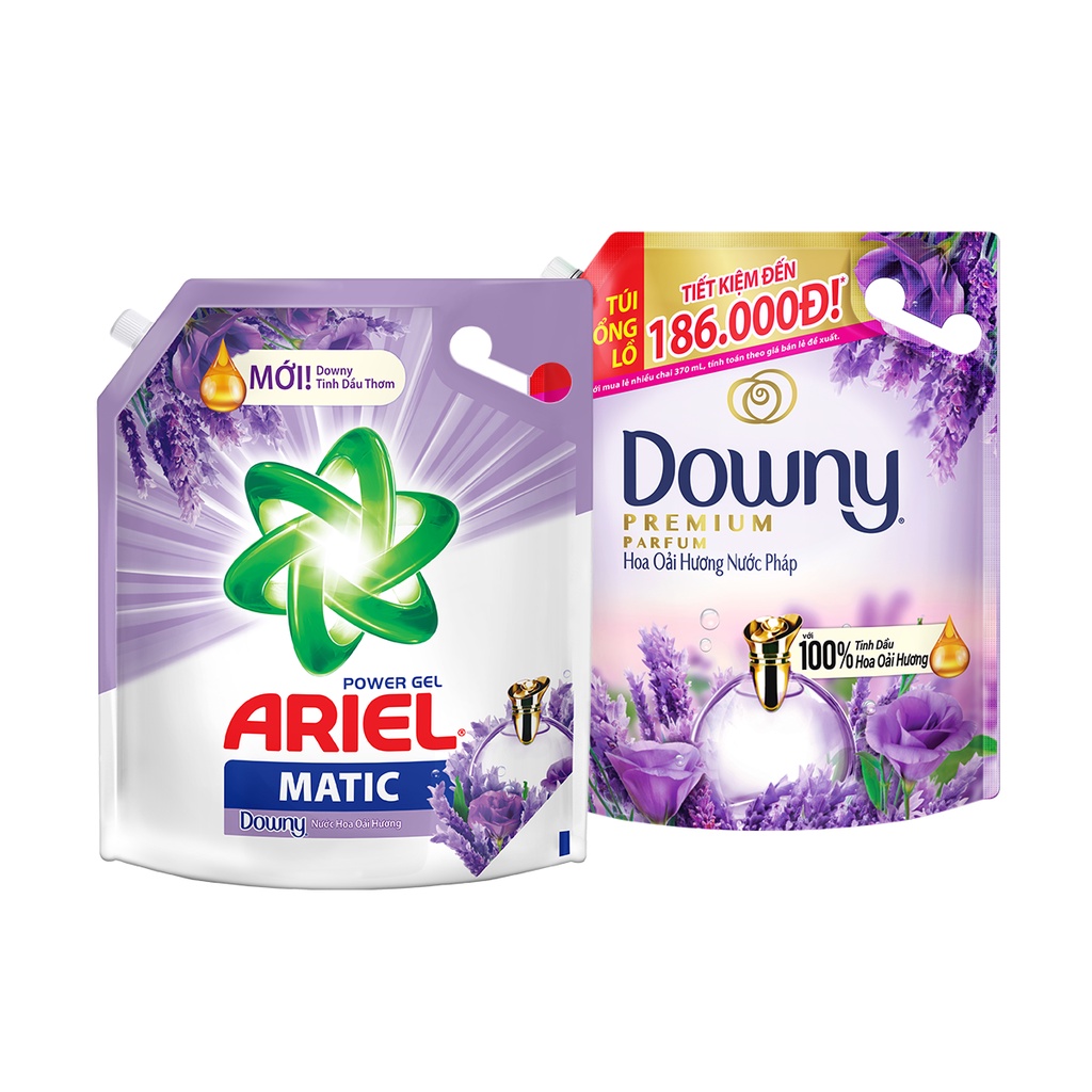 Combo Nước Giặt ARIEL Hương Hoa Oải Hương 3.2Kg &amp; Xả Vải DOWNY Hương Hoa Oải Hương 3L