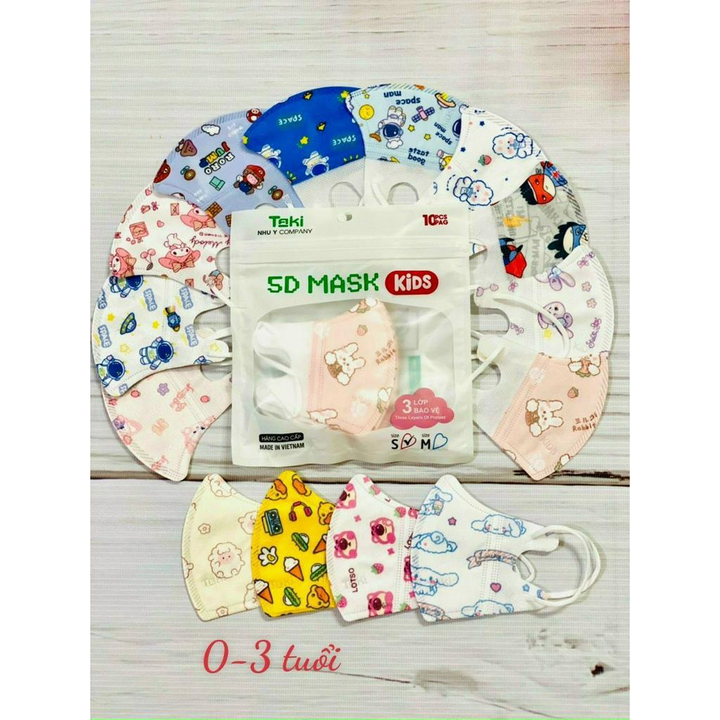 Combo 10- 50 Chiếc Khẩu Trang Y Tế TRẺ EM 5D Taki In Hình Hoạ Tiết Cho Bé 0-3 Tuổi