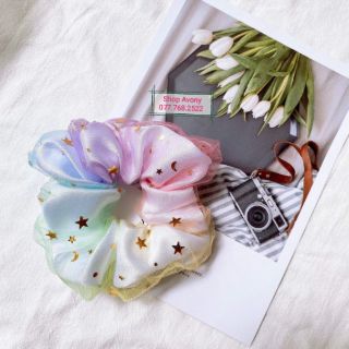 Cột tóc vải Scrunchies gam màu galaxy
