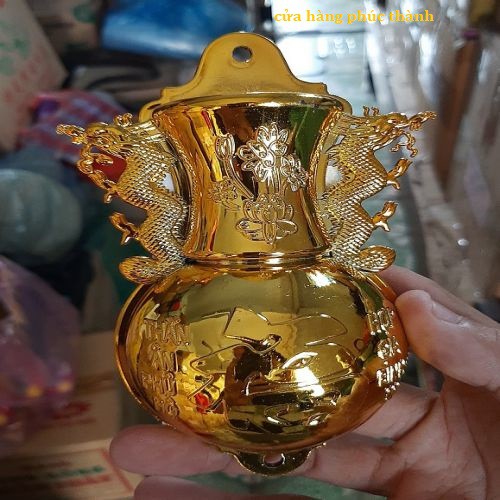Cắm nhang hồ lô vàng nhựa treo