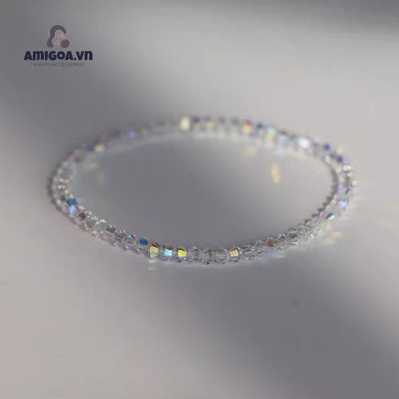 ✨✨Siêu Flash!Hàng Chính Hãng Vòng Đeo Tay Siêu Mỏng Đính Pha Lê Đơn Giản Kết Cấu Nhẹ Sang Trọng Cho Nữ