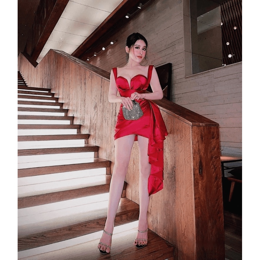 ĐẦM THIẾT KẾ NỮ BODY XẾP TÀ RỚT SANG CHẢNH CỰC HOT PU HHP FASHION