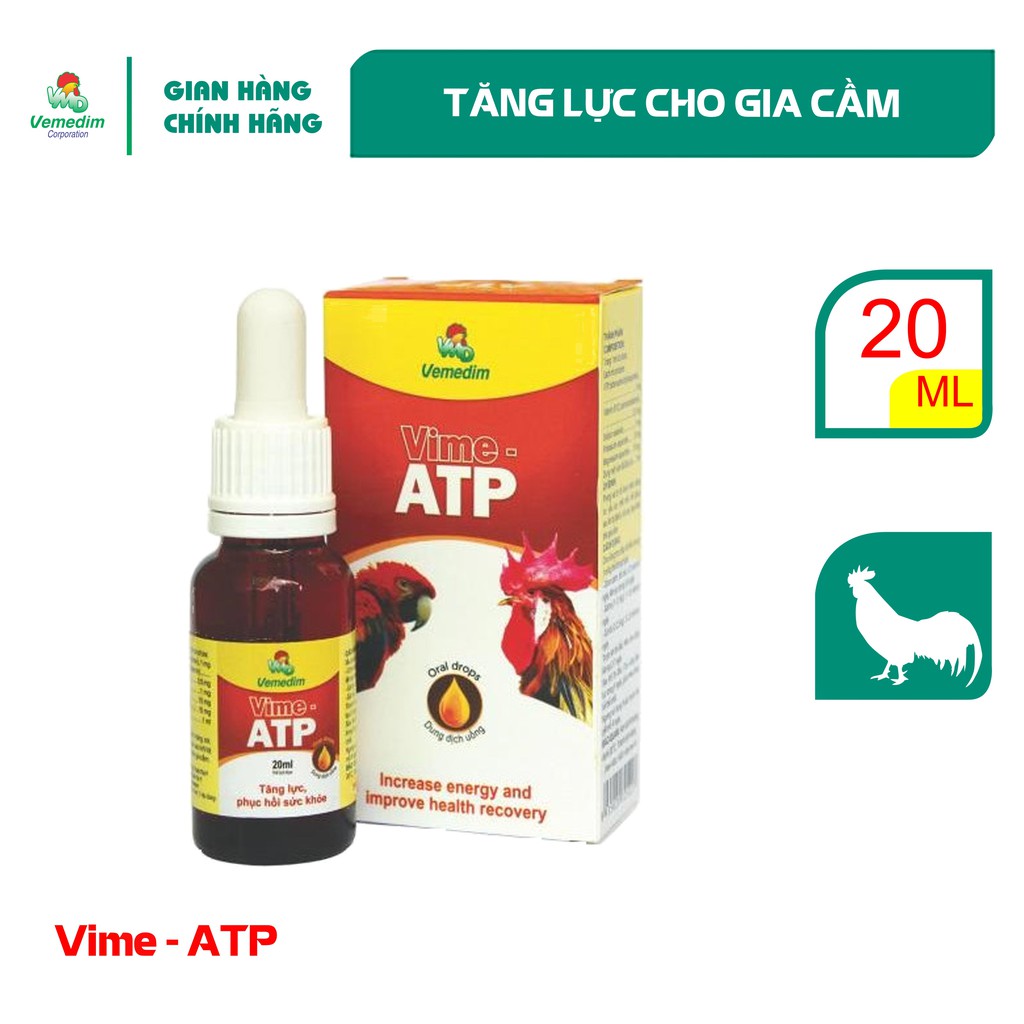 Vemedim Vime ATP drop cung cấp vitamin tăng lực cho gà đá, chim gà cảnh, chai 20ml