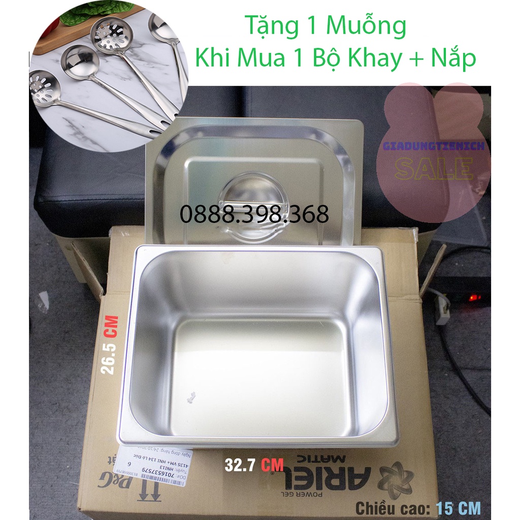 Khay đựng thạch inox - Khay topping GN 1/2