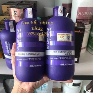 Combo Gội xả khử sắc tố vàng Elgon Silver Shampoo and Conditioner 300MLX2