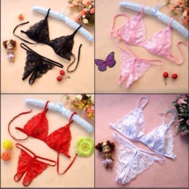 [Mã 12FASHIONSALE1 giảm 10K đơn 50K] Set đồ lót ren quần xẻ đáy siêu sexy | BigBuy360 - bigbuy360.vn