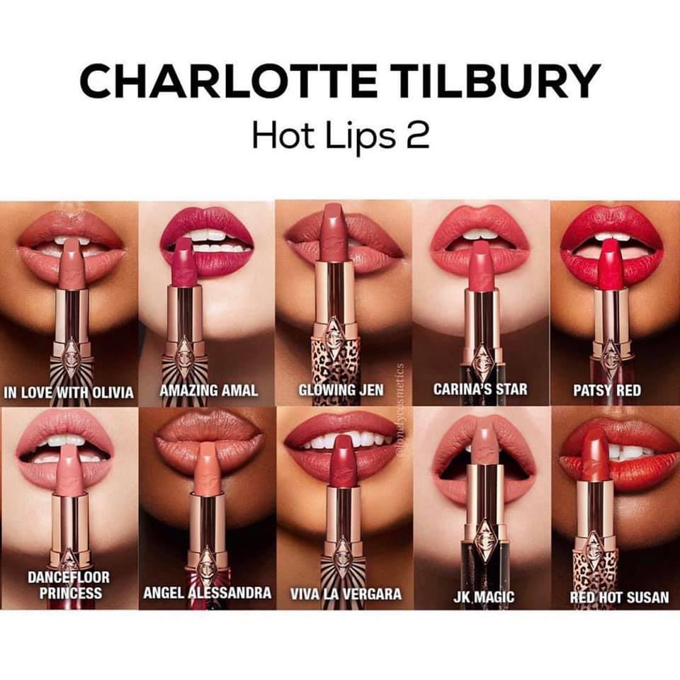 Son Charlotte Tilbury Hot Lips 2 - màu Carina's Star,Red Hot Susan, Amazing Amal, Glowing Jen, Angle Alessandra, Patsy R