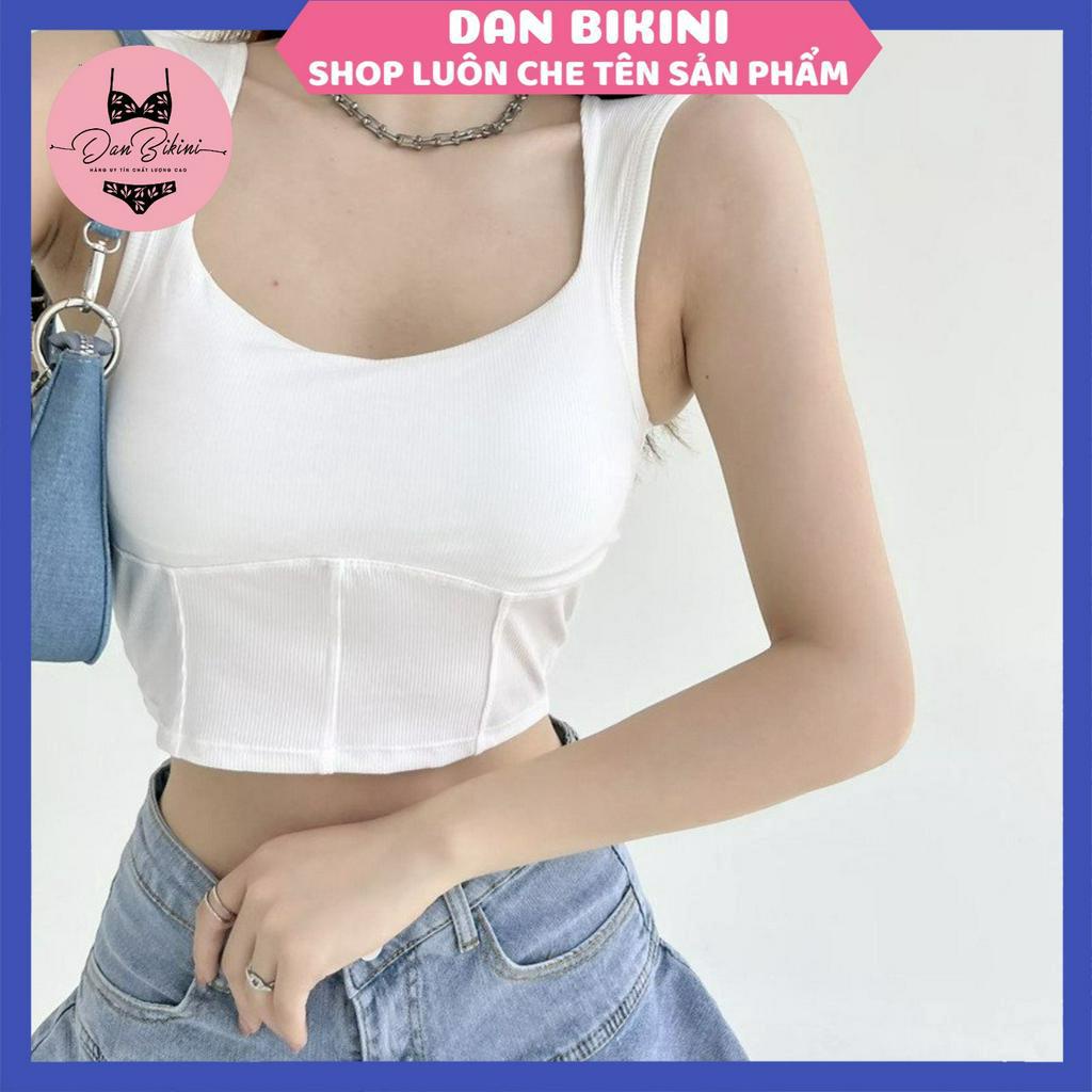 Áo Bra Nữ Cotton Thiết Kế 2 Quai To cổ vuông không gọng mêm mại MÃ 318