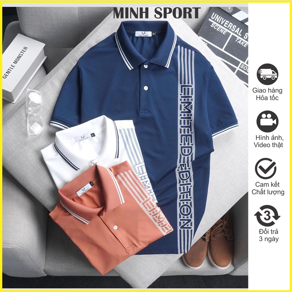 Áo Thun Polo Nam Tay Ngắn Cổ Bẻ In Họa Tiết Sọc, Chất Vải Thun Poly Thái Co Giãn Tốt, Mặc Mát mã AO.36