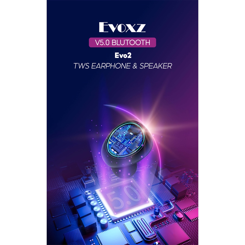 Tai nghe Bluetooth TWS Evoxz EVo2  - màu đen