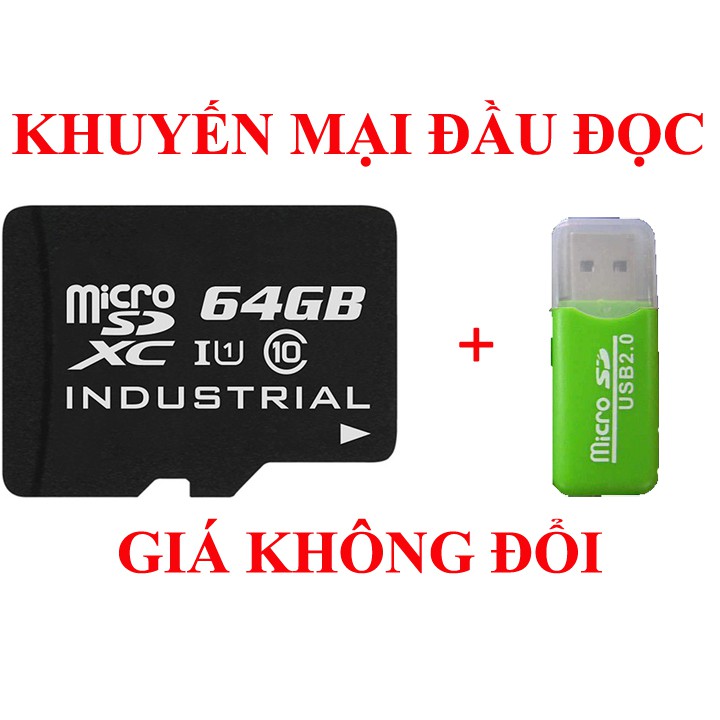 thẻ nhớ 64gb - micro sdxc 64g tặng kèm đầu đọc thẻ - tăng khả năng lưu trữ trên điện thoại và camera ip | BigBuy360 - bigbuy360.vn