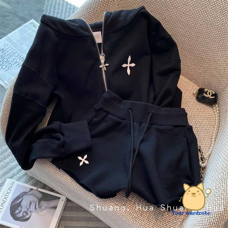 Bộ Áo Hoodie + Quần Short Thể Thao Thời Trang Mùa Hè 2023 Cho Nữ