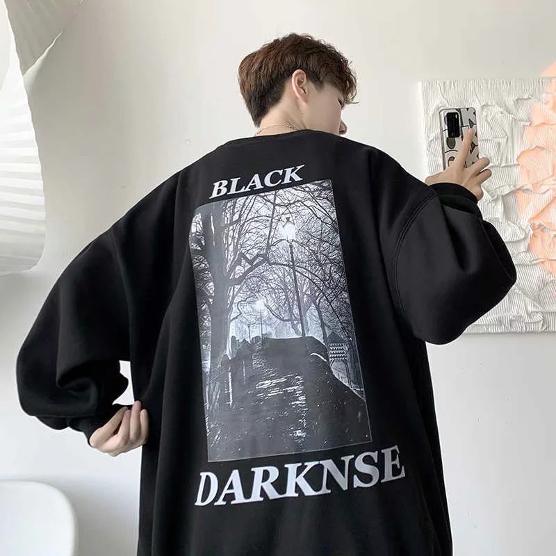 Áo sweater tay dài dáng rộng phong cách Hàn Quốc cho nam giới có size m-3xl