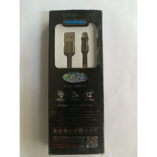 Cáp sạc micro usb có đèn báo chính hãng Microcom