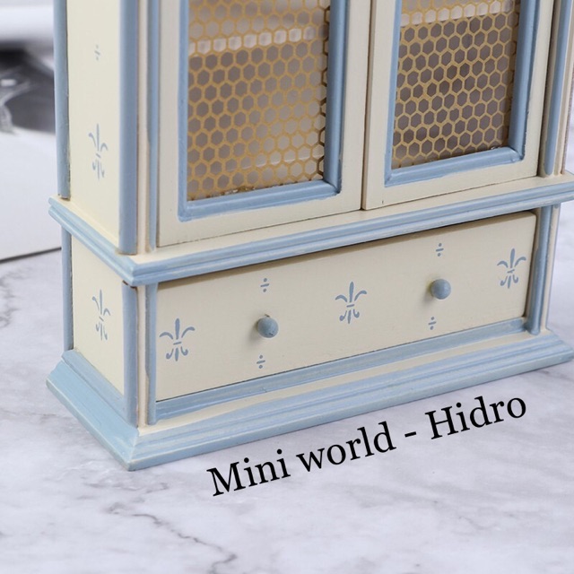 Mô hình Tủ gỗ mini trang trí nhà búp bê. Tủ bếp gỗ mini. Tủ mô hình tỉ lệ 1/12