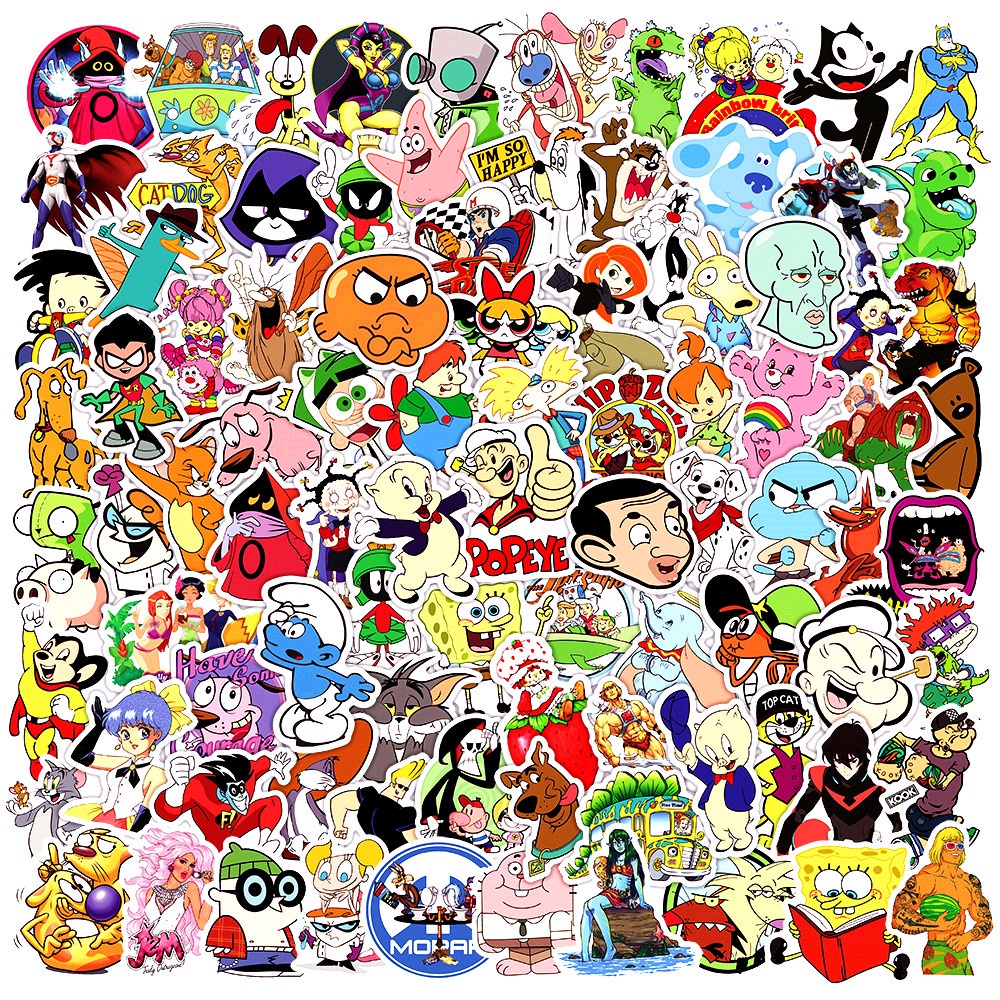 90s Nhãn Dán Graffiti Hoạt Hình Cổ Điển Trang Trí Đa Ứng Dụng