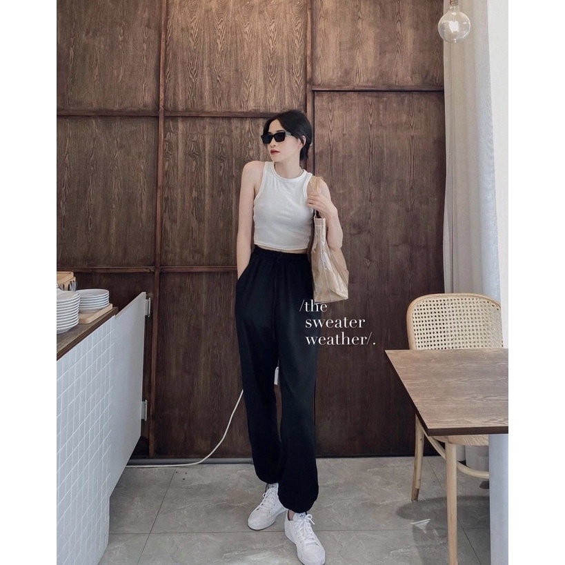 [Ảnh thật] Quần thể thao jogger trơn rút ống - Quần nỉ rút ống unisex