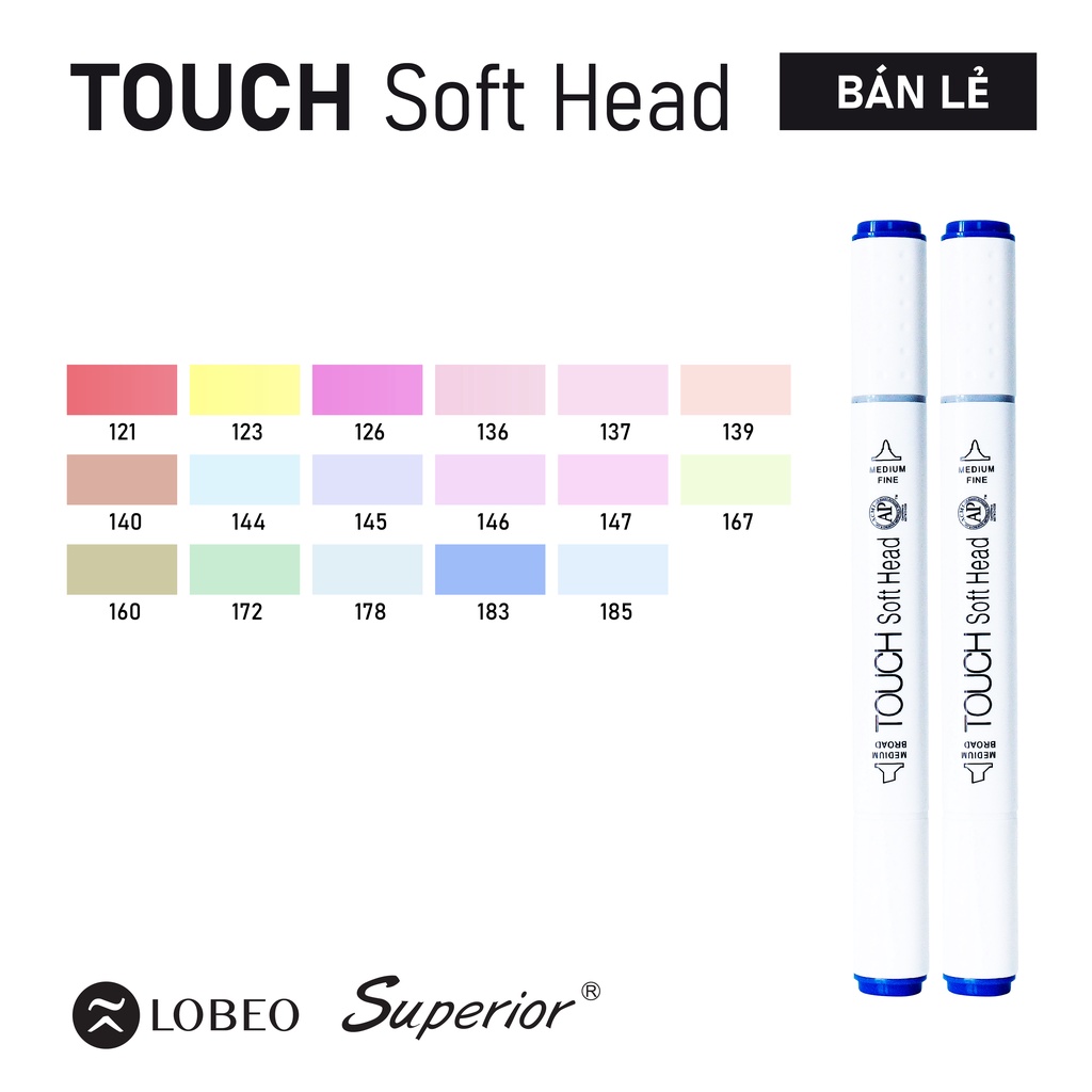 [Lỗ Store] Màu dạ lẻ TOUCH SOFT HEAD- Nhóm màu Pastel