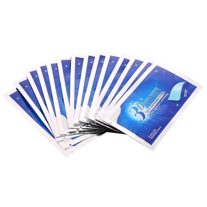 Miếng 2 Hàm Dán Trắng Răng 3D WHITE TEEH WHITENING STRIPS Hiệu Quả Sau 3 Lần Sử Dụng