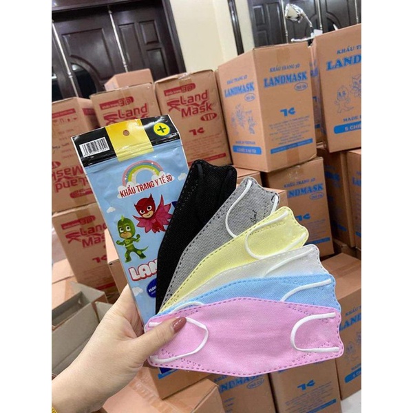 1 Gói 6 chiếc khẩu trang 3D LAND MASK Kids 4 lớp kháng khuẩn cho bé từ 4-12 tuổi