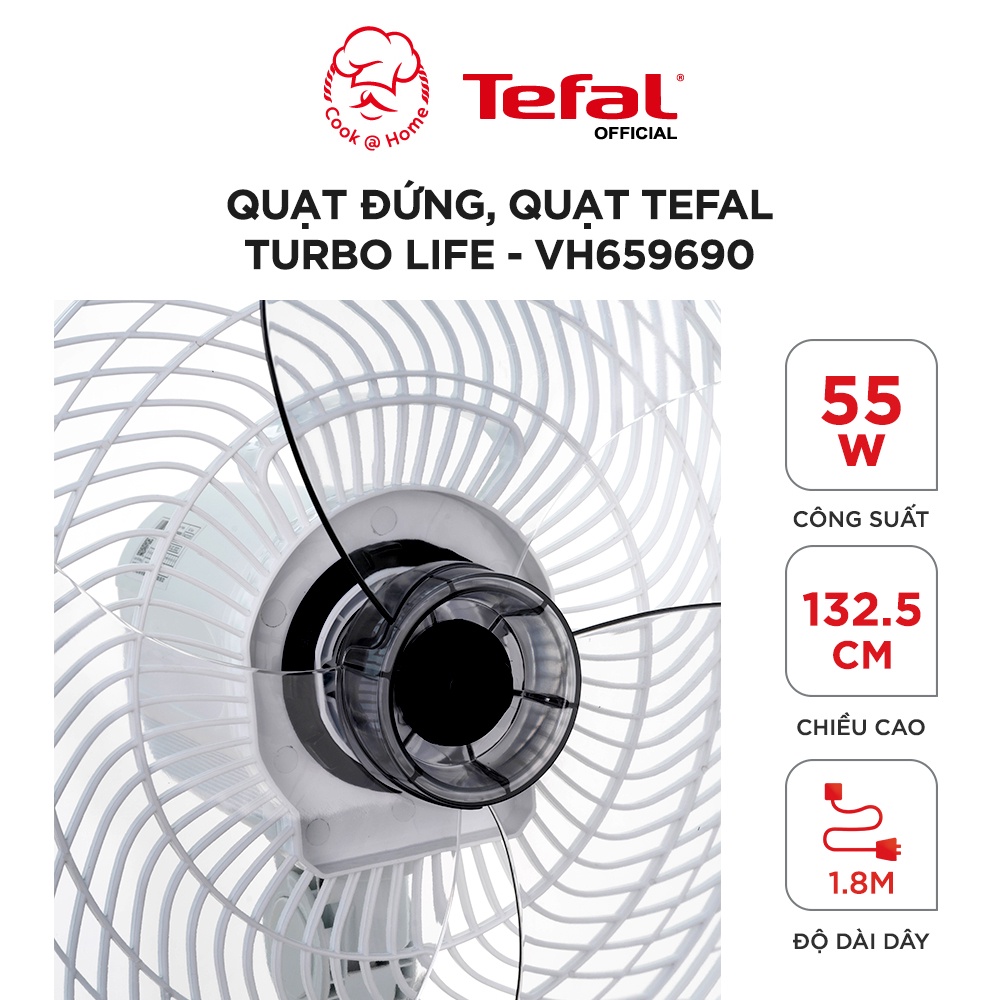 Quạt đứng Tefal Turbo Life VH659690 - 55W, 3 chế độ gió