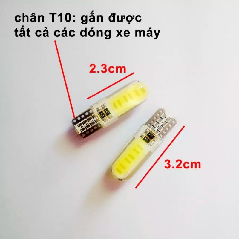 Bộ 2 bóng đèn LED xi nhan chân T10 12 chip COB - Siêu sáng (lõi ngô)