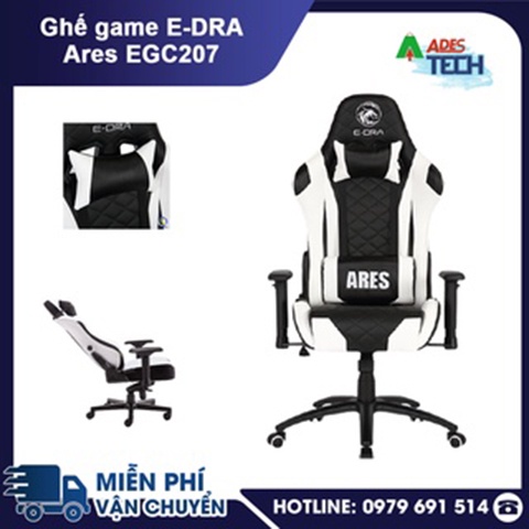 Ghế Gaming Ares EDRA EGC207 - Ghế Gaming cao cấp - Màu Đen, trắng, đỏ - Chất liệu: Da PU dễ dàng