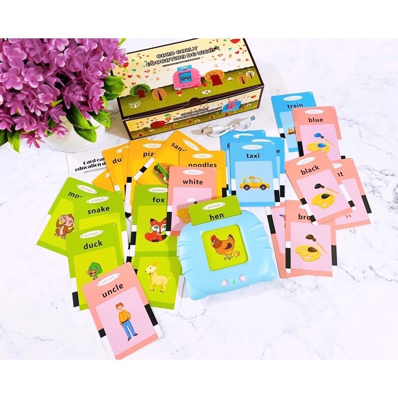 Máy đọc thẻ tiếng anh Flashcard 112 thẻ, 224 từ vựng, âm thanh chuẩn - Soleil Home
