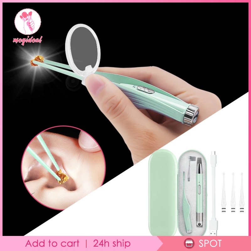 Set 2 dụng cụ lấy ráy tai có đèn chiếu sáng kèm các phụ kiện tiện lợi