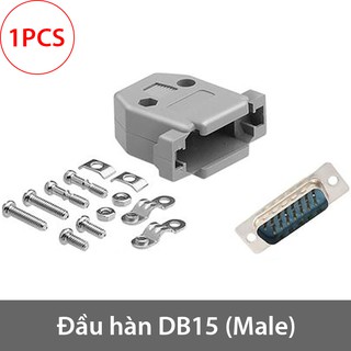 Đầu hàn + vỏ ốp DB15PIN chân đực 2 hàng - Giắc hàn dây DB15 Male + vỏ ốp nhựa cứng OD-10mm (1 chiếc)