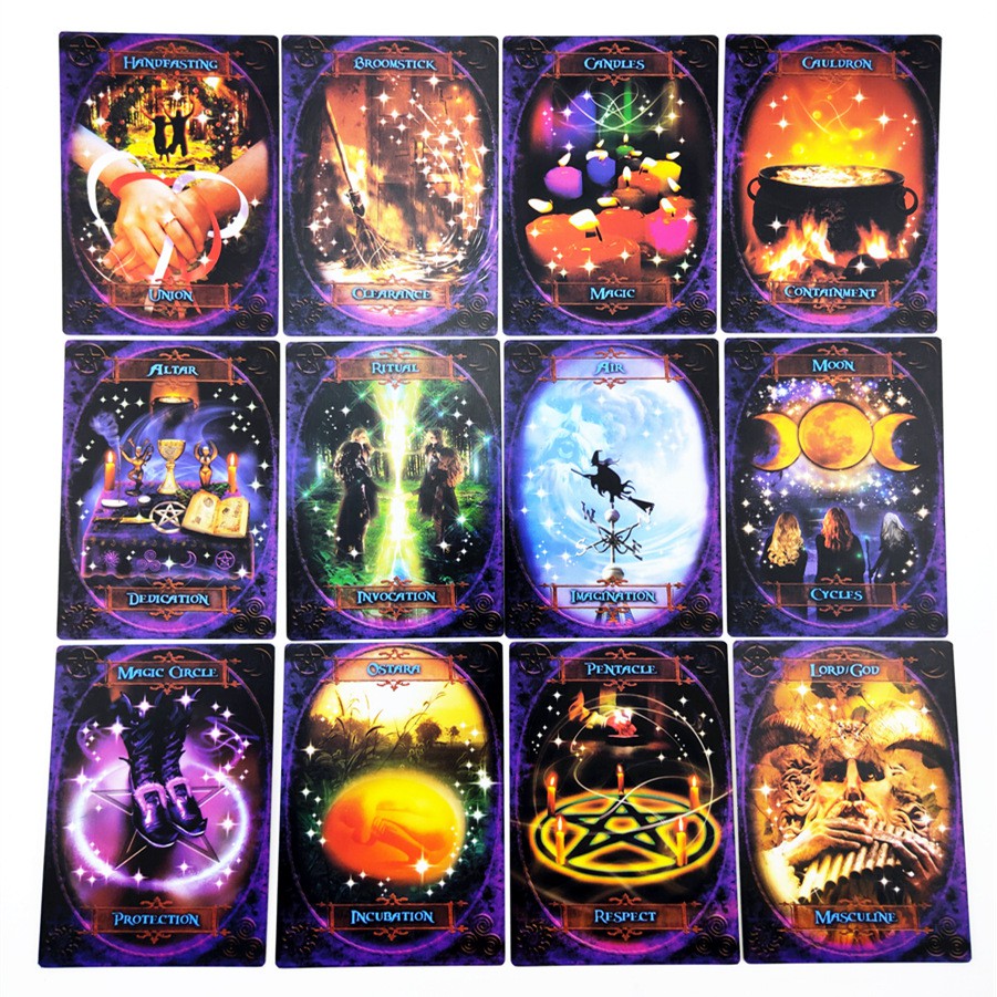 Combo Bài Wisdom Oracle của Witches M13 và Túi Nhung Đựng Tarot và Khăn Trải Bàn Tarot