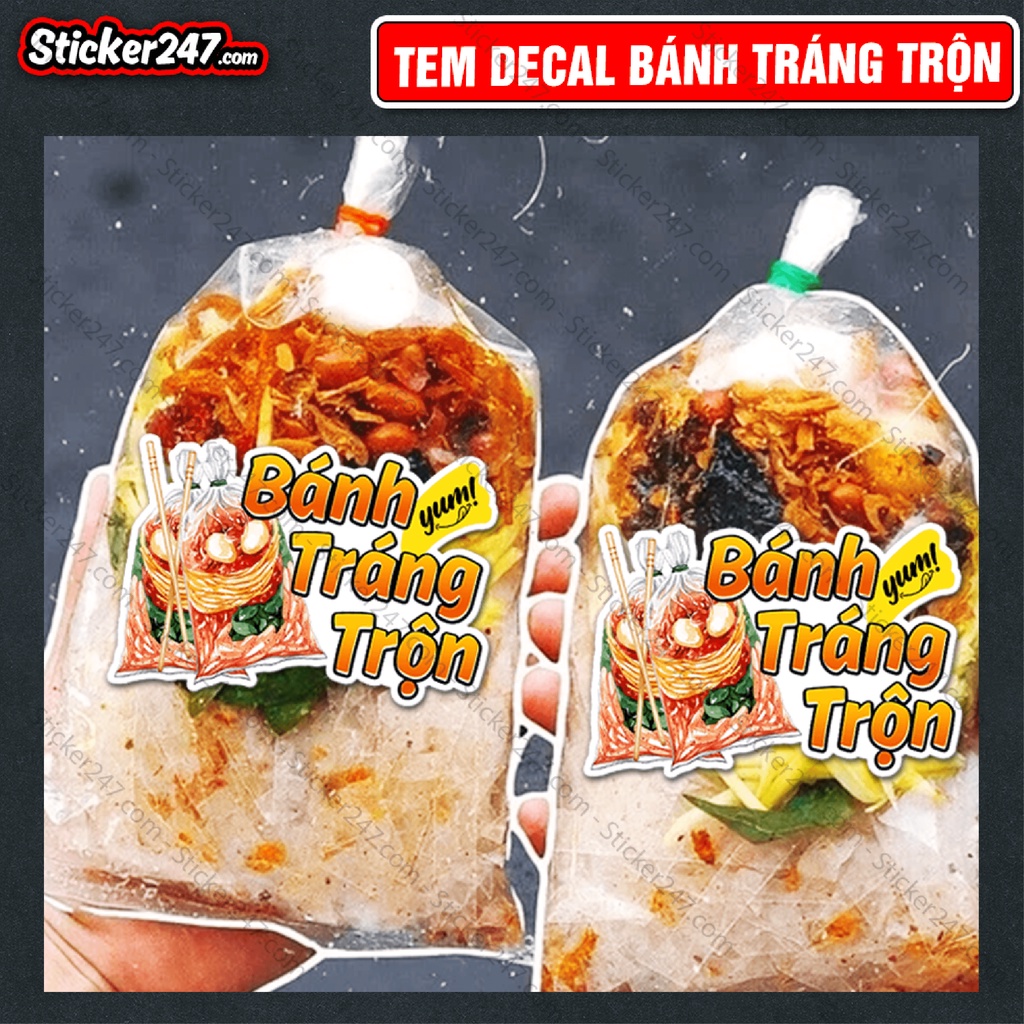 Tem Dán Bánh Tráng Trộn 𝑭𝒓𝒆𝒆𝒔𝒉𝒊𝒑 Decal Kháng Nước, Cắt Sẵn, Màu Tươi Sáng Bắt Mắt, Nhãn Dán Giá Rẻ
