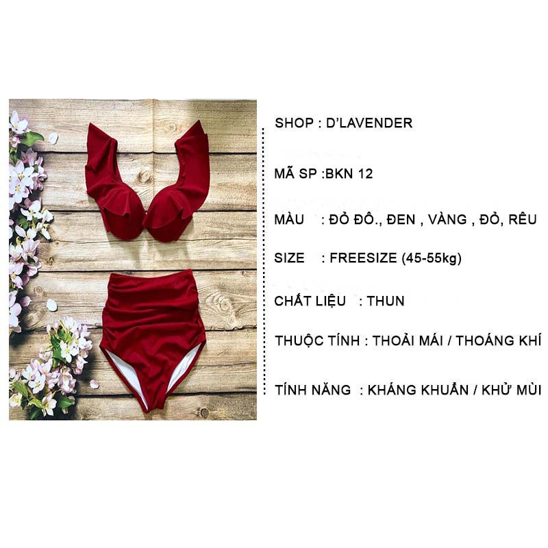 Bikini Đi Biển Cánh Tiên, Đồ Bơi Nữ 2 Mảnh Cạp Cao Sexy BKN 12