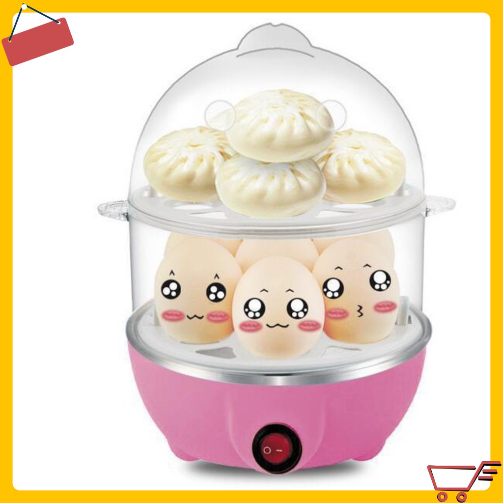 [SGD] Nồi Hấp Mini - Nồi Hấp Trứng, Bánh Bao 2 Tầng Đa Năng, Tự Động Ngắt Điện 6034