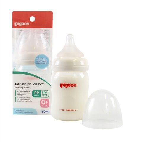 Bình sữa Pigeon 160ml / 240ml / 330ml cổ rộng PP Plus với núm vú silicone siêu mềm Plus