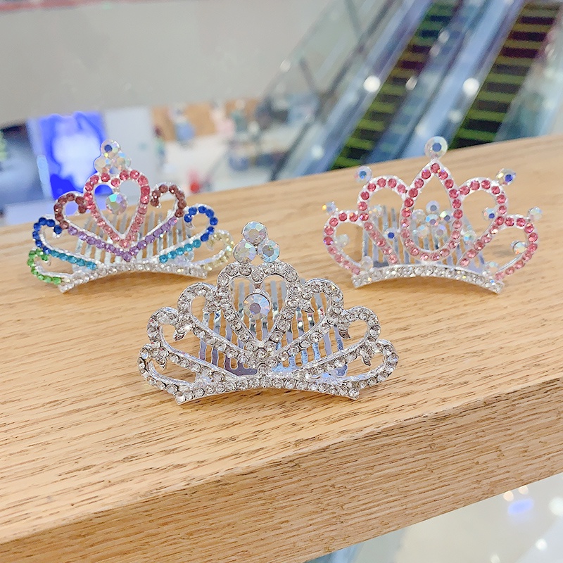 Vương miện bé gái đính đá đáng yêu phong cách công chúa