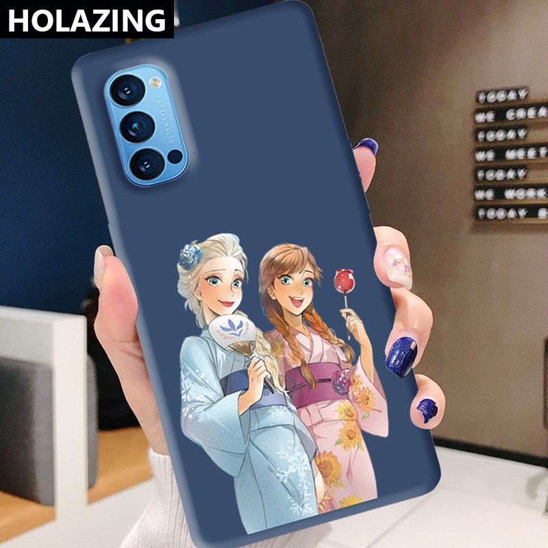 OPPO Reno4 Z 5G Reno2 Z F Reno 5 Pro 3 10x Zoom Ace X2 F11 Pro Candy Color Phone Cases vỏ điện thoại Frozen Elsa and Anna Soft Silicone Cover