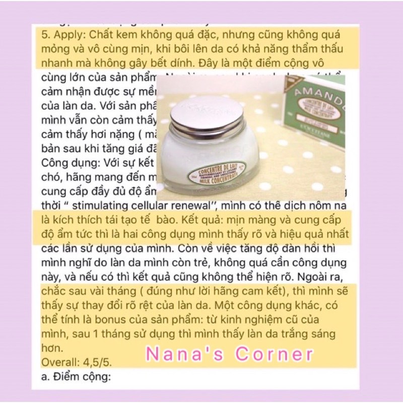 Kem Dưỡng Thể L'Occitane Milk Concentrate
