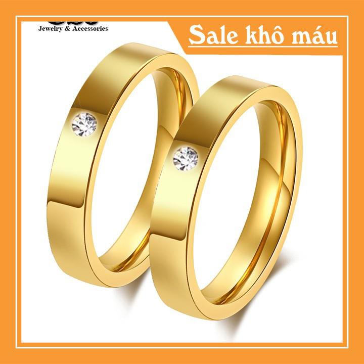[ Siêu SALE ] 02 chiếc nhẫn cặp đôi tình nhân inox cao cấp mạ vàng đính hột siêu đẹp - tặng hộp đựng xinh xắn