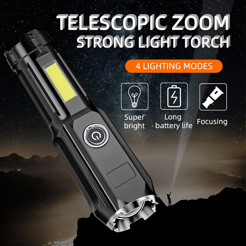 Đèn Pin Led Mini 4 Chế Độ Chống Thấm Nước Sạc Usb Tiện Dụng