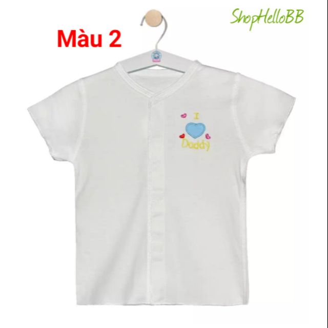 Size bé 0-7kg ÁO CỔ TIM DÁN XÉ HELLO B&B I love Mom/ I love Daddy - Size S M L XL