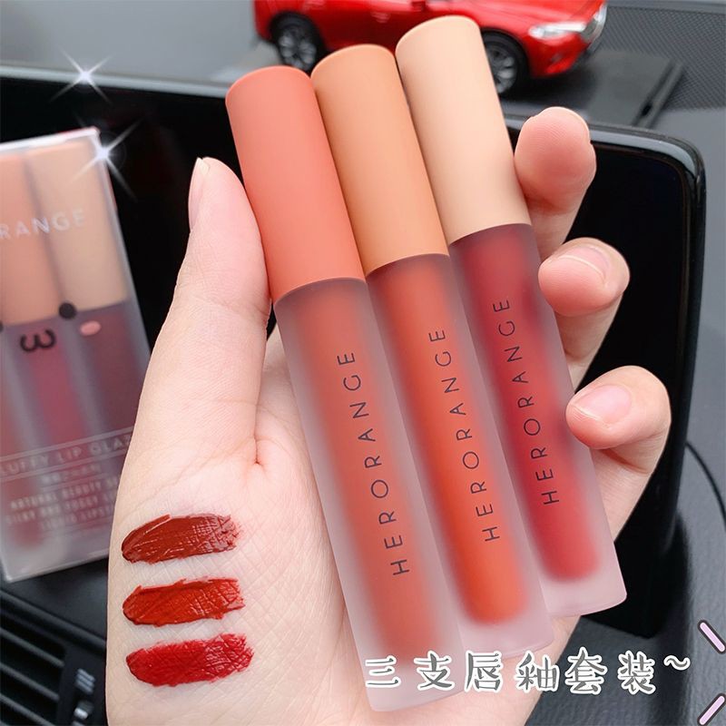 RẺ NHẤT SHOPEE — Set Son Kem 3 Cây HER ORANGE — Set Son Kem HERORANGE Nội Địa Trung