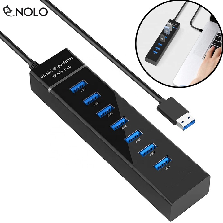 Bộ Chia Cổng USB Hub USB 7 Port Model M3 Tốc Độ Cao 3.0 Tương Thích HĐH Windows Mac Linux Và Máy Game PS