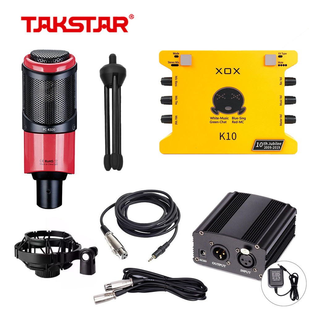 [Chính hãng] Combo thu âm, livestream chuyên nghiệp Mic Takstar PC-k320, Soundcard XOX-K10 và đầy đủ phụ kiện
