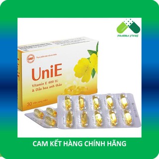 !!! UniE (Hộp 30 viên) - Vitamin E 400 IU, Dầu hoa anh thảo [Enat 400, Unnie, Uni E]