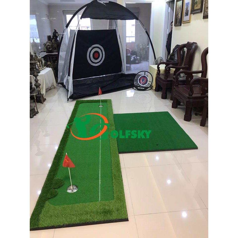 Combo Lồng Tập - Thảm tập Swing - Thảm tập Putting và Giỏ tập Chipping Golf