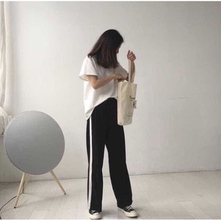 Quần sọc ống suông